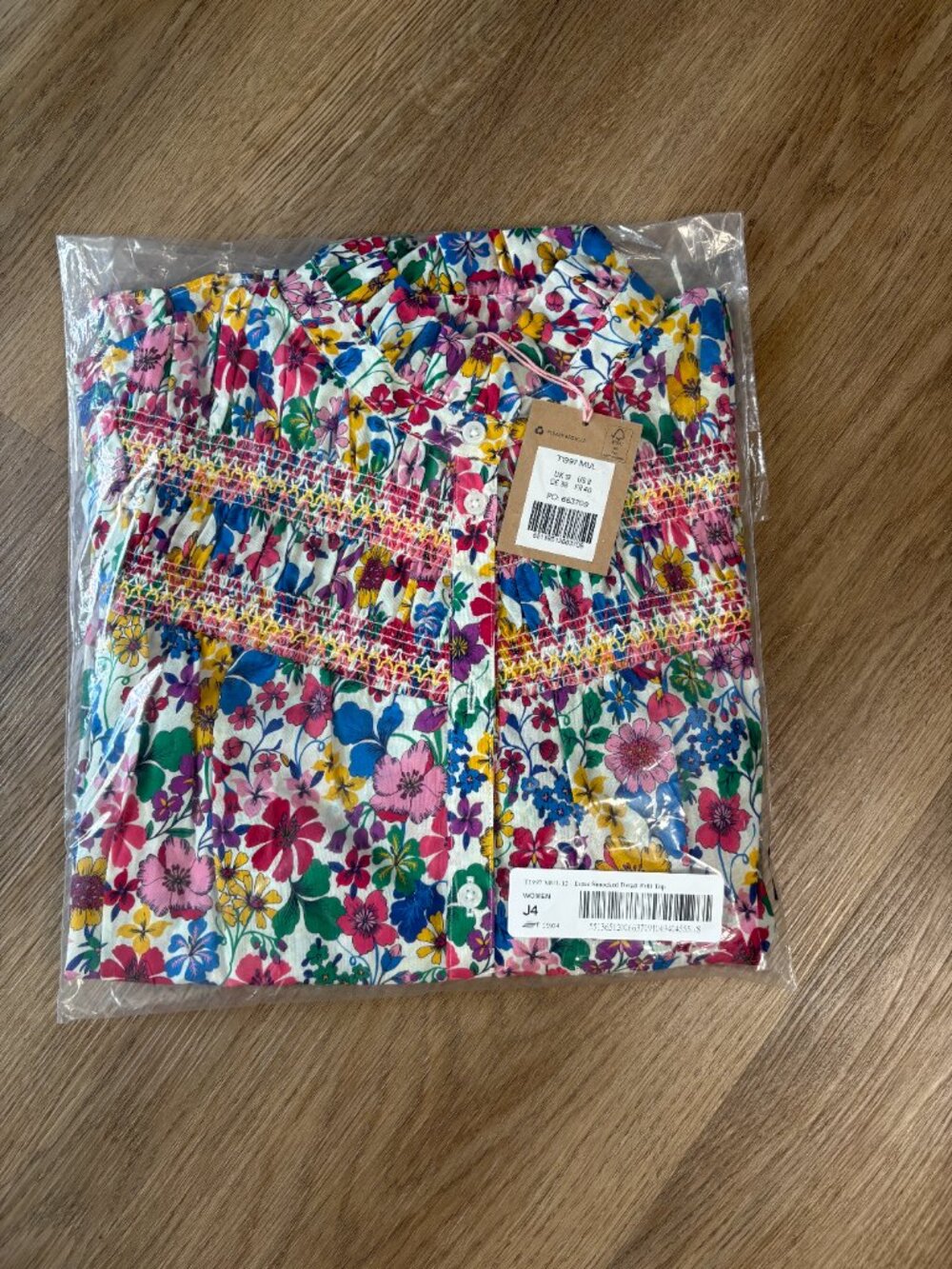 NWT Boden Esme Smocked Detail Frill Top floral blouse size US 8 UK 12 M garden - Picture 6 of 9
